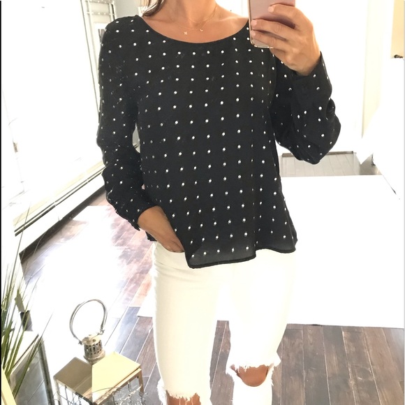 BB Dakota Tops - BB Dakota black silver studded blouse shirt small